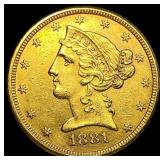 1881 $5 Liberty Head Half Eagle UNCIRCULATED
