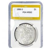 1886-S Morgan Silver Dollar PGA MS62