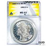 1882-S Morgan Silver Dollar ANACS MS63 PL