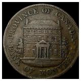 1844 Canada Bank of Montreal Half Penny  NEARLY U