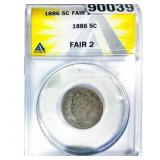 1886 Liberty Victory Nickel ANACS F2