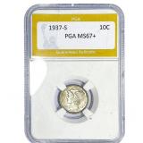 1937-S Mercury Silver Dime PGA MS67+