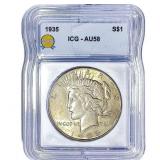 1935 Silver Peace Dollar ICG AU58