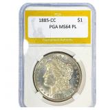 1885-CC Morgan Silver Dollar PGA MS64 PL