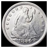 1854 Arrows Seated Liberty Quarter CLOSELY  UNCIR
