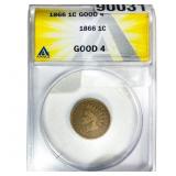 1866 Indian Head Cent ANACS G4