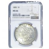 1885 Morgan Silver Dollar NGC MS66