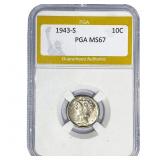1943-S Mercury Silver Dime PGA MS67