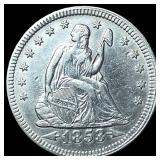 1853 Arrows Seated Liberty Quarter CLOSELY UNCIRCU