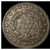 1837 Hard Times Token Half Cent Copper CLOSELY UNC