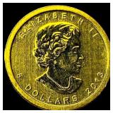 2013 Gold 1/10 oz Canadian Maple Leaf $5 GEM BU