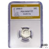 1946-S Roosevelt Dime PGA MS67 FT Double Clip