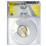 1951 Jefferson Nickel ANACS PF63 PROOF