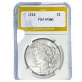 1926 Silver Peace Dollar PGA MS65