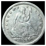 1854 Arrows Seated Liberty Quarter NEARLY UNCIRCUL