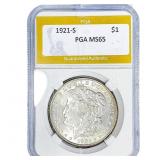 1921-S Morgan Silver Dollar PGA MS65