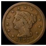 1847 Braided Hair Large Cent NICELY CIRCULATED