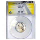 1950 Jefferson Nickel ANACS PF65