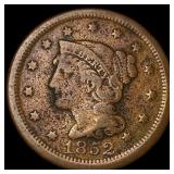 1852 Braided Hair Large Cent NICELY CIRCULATED