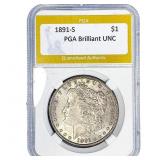 1891-S Morgan Silver Dollar PGA Brilliant UNC