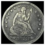 1853 Arrows Seated Liberty Quarter NEARLY UNCIRCUL