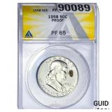 1958 Franklin Half Dollar ANACS PF65 PROOF