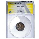 1931-S Wheat Cent ANACS VF20
