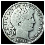 1901 Silver Barber Half Dollar NICELY CIRCULATED