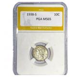 1938-S Mercury Silver Dime PGA MS65