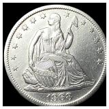 1868-S Silver Seated Liberty Half Dollar  NEARLY