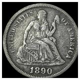 1890 Seated Liberty Dime NEARLY UNCIRCULATED
