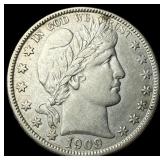 1909-O Silver Barber Half Dollar CLOSELY  UNCIRCU