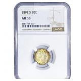 1892-S Barber Dime NGC AU55