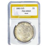 1882-O/S Morgan Silver Dollar PGA MS63 Weak