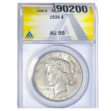 1926 Silver Peace Dollar ANACS AU55