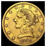 1899-S Gold $5 Half Eagle CLOSELY  UNCIRCULATED