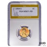 1954-S Wheat Cent PGA MS67+ RD