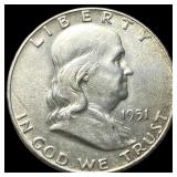1951 Silver Franklin Half Dollar CLOSELY  UNCIRCU