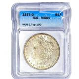 1887-O Morgan Silver Dollar ICG MS64