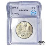 2011-D  ICG MS70 50C US ARMY