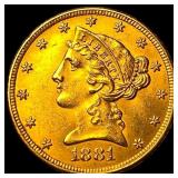 1881 Liberty Head Half Eagle $5 Gold UNCIRCULATED