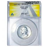 1940 Washington Silver Quarter ANACS PF67 PROOF