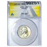 1950 Washington Silver Quarter ANACS PF65 PROOF