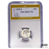 1938-S Mercury Silver Dime PGA MS67 FB