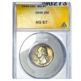1949 Washington Silver Quarter ANACS MS67