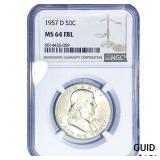 1957-D Franklin Half Dollar NGC MS64 FBL