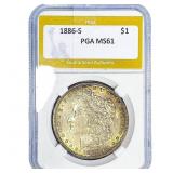 1886-S Morgan Silver Dollar PGA MS61