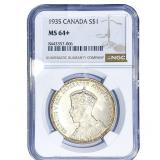1935 $1 Sliver Canada NGC MS64+