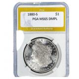 1880-S Morgan Silver Dollar PGA MS65 DMPL