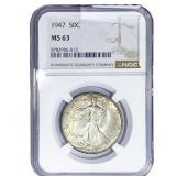 1947 Walking Liberty Half Dollar NGC MS63